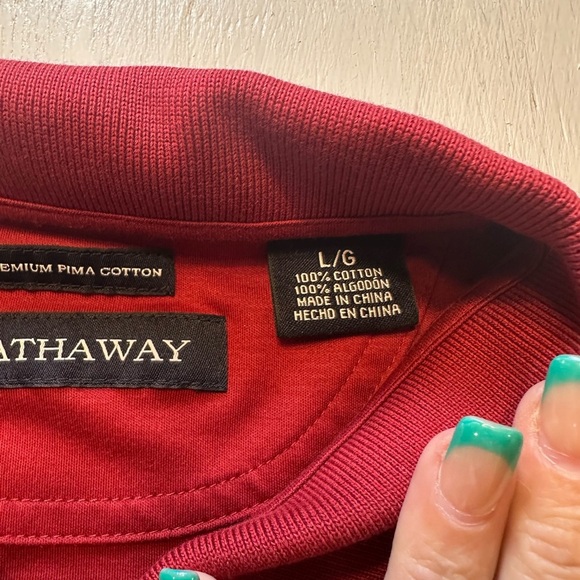 Hathaway Premium Pima Cotton Polo Men’s Size L Maroon Short Sleeve 100% Cotton - Picture 7 of 8